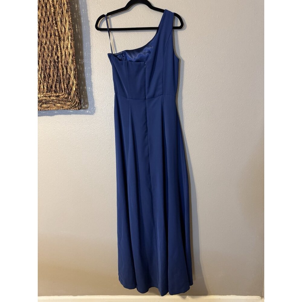 WHBM Long Maxi Formal Dress 6 Blue Stretch Wedding Party Cruise Washable - Picture 11 of 12